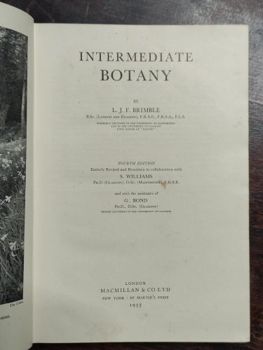 Portada del libro de INTERMEDIATE BOTANY [HARDCOVER] BRIMBLE, L. J. F. AND ILLUSTRATED
