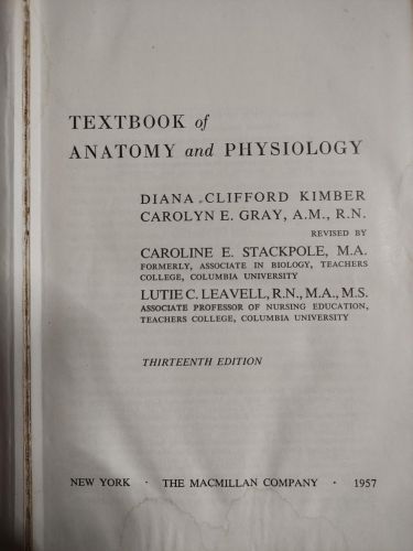 Portada del libro de TEXTBOOK OF ANATOMY AND PHYSIOLOGY [HARDCOVER] DIANA CLIFFORD, STACKPOLE, CAROLINE E., & KIMBER