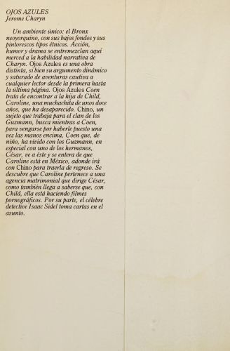 Portada del libro de OJOS AZULES CHARYN, JEROME
