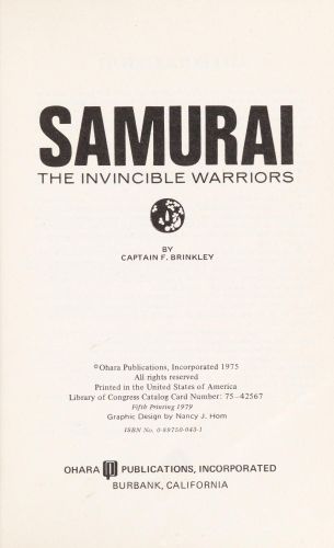 Portada del libro de TITLE: SAMURAI THE INVINCIBLE WARRIORS [TAPA BLANDA] FRANK-BRINKLEY